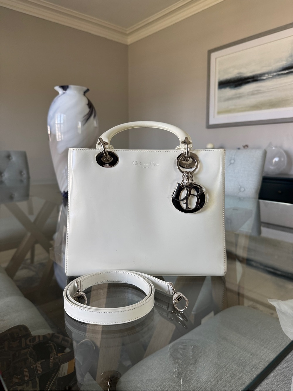 DIOR LEATHER Vintage Lady Dior White NONE